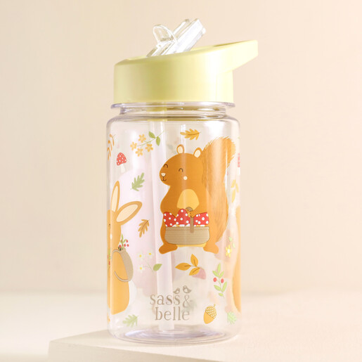 Sass & Belle Garden Friends Water Bottle against beige coloured background