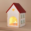 Back of Sass & Belle House Shaped Tealight Holder With Lit tealight