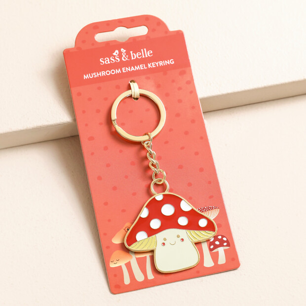 Sass & Belle Enamel Mushroom Keyring