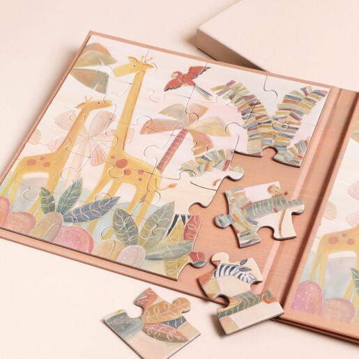 One Puzzle from Set of 2 Jungle Africa Magnetic Puzzles on top of neutral backdrop