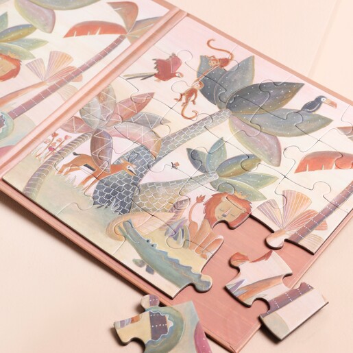 Second Puzzle from Set of 2 Jungle Africa Magnetic Puzzles against beige background