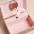 Birds eye view of interior of Pink Princess Musical Jewellery Box