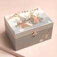 Grey Rabbit Musical Jewellery Box on pink surface