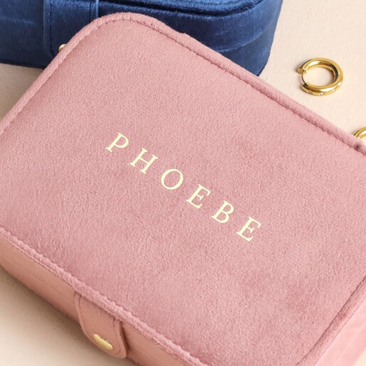 Personalised Velvet Rectangular Travel Jewellery Case