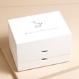 Personalised Floral Initial White Jewellery Box on Beige Surface