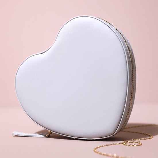 Grey  Heart  PU travel Jewellery Case