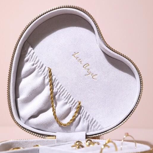 Inside of Heart Travel Jewellery Box Lid in Grey