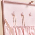 Close up of necklace hooks on Personalised Large Quilted Velvet Jewellery Box in pink