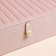 Close up of Large Quilted Velvet Jewellery Box in Pink Closure