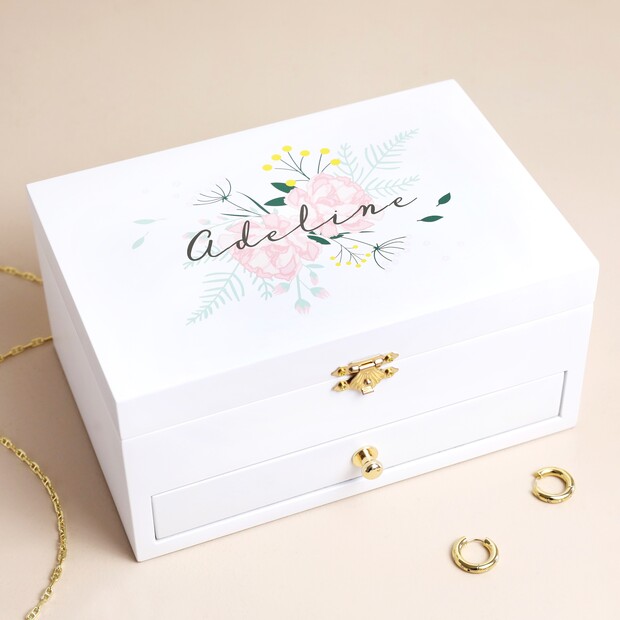 Personalized Floral Watercolor Jewelry store Box