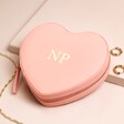 Personalised Heart Travel Jewellery Case in Pink