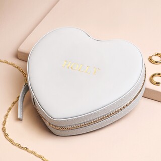 Personalised Name Heart Travel Jewellery Case