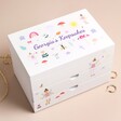 Personalised Fairy Keepsake White Wooden Jewellery Box on beige surface
