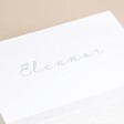 Close Up of Personalised Name White Jewellery Box with Drawers