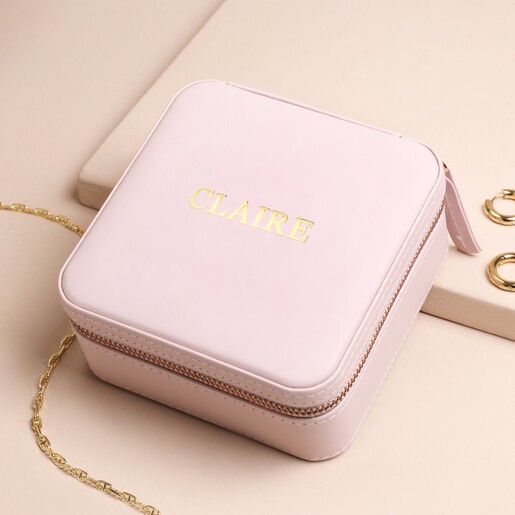 Travel Box in Lilac Personalised Square Travel Jewellery Box in Lilac