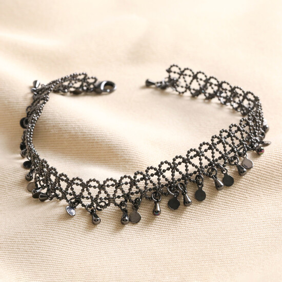 Silver Stainless Steel Vintage Effect Chain Anklet