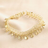 Vintage Effect Chain Anklet in Gold on Beige Fabric