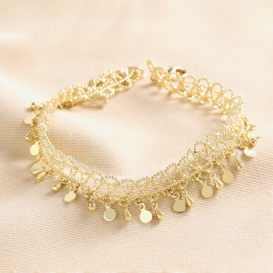 Vintage Effect Chain Anklet in Gold