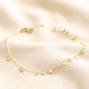 Dainty Flower Charm Anklet in Gold