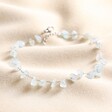 Stainless Steel Blue Crystal Chip Anklet on top of beige coloured fabric 