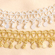 Vintage Effect Chain Anklet in Gold on Beige Fabric