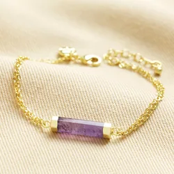 Amethyst Charm Chain Bracelet in Gold