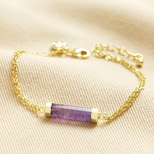 Healing Crystal Double Chain Bracelet in Gold Amethyst