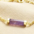 Close up of Charm on Amethyst Charm Chain Bracelet in Gold