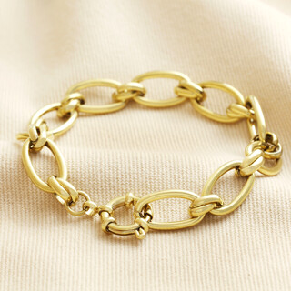 Stainless Steel Chunky Oval Link Chain Bracelet in Gold