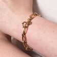 Gold Stainless Steel Chunky Oval Link Chain Bracelet on Model