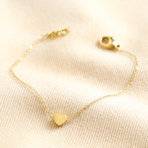 Gold Stainless Steel Tiny Round Heart Charm Bracelet