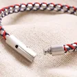 Unclasped Personalised Men's Stainless Steel Silver and Red Ball Chain Bracelet