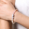 Close up of Chunky Semi-Precious Stone and Pearl Beaded Bracelet on model