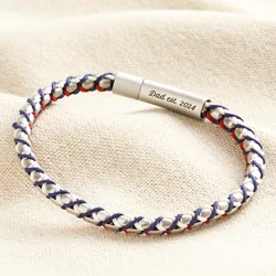 Personalised Men's Stainless Steel Silver and Red Ball Chain Bracelet