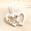 Close up of charms on Personalised Sterling Silver Family Names Heart Bracelet