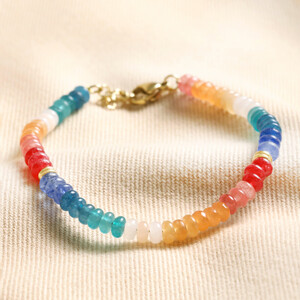 Rainbow Rondelle Stone Beaded Bracelet