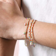 Set of 3 Rainbow and Gold Miyuki Daisy Beaded Bracelets on model