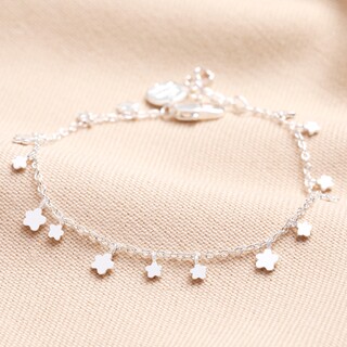 Dainty Flower Charm Bracelet in Silver