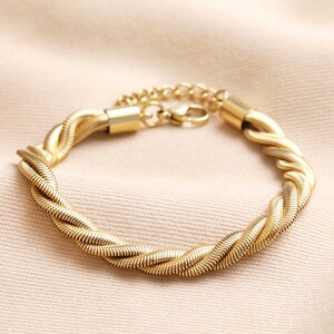 Gold Stainless Steel Chunky Triple Snake Chain Bracelet