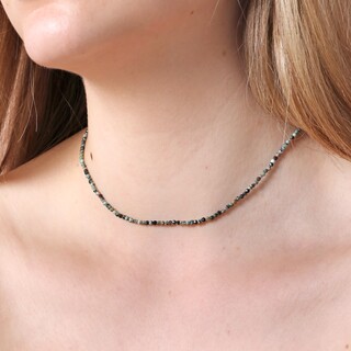 Stainless Steel Green Semi-Precious Stone Beaded Necklace