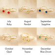 Gold Birthstone Charm Huggie Hoop Earrings collage from july to december
