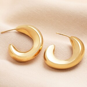 Gold Stainless Steel Chunky Fluid Hoop Earrings 