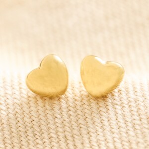 Gold Stainless Steel Tiny Round Heart Stud Earrings