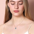 Blue Enamel Organic Mushroom Pendant Necklace in Gold on model
