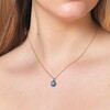 Blue Enamel Organic Mushroom Pendant Necklace in Gold on Model