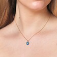 Blue Enamel Organic Mushroom Pendant Necklace in Gold on Modek