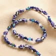 Blue Semi-Precious Stone Miyuki Beaded Necklace on Neutral Fabric