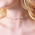 Close up of Freshwater Pearl Two Way Necklace and Bracelet in Silver on model