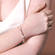 Freshwater Pearl Two Way Necklace and Bracelet in Silver on model as bracelet with hand on arm