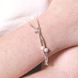 Freshwater Pearl Two Way Necklace and Bracelet in Silver as bracelet on model's wrist